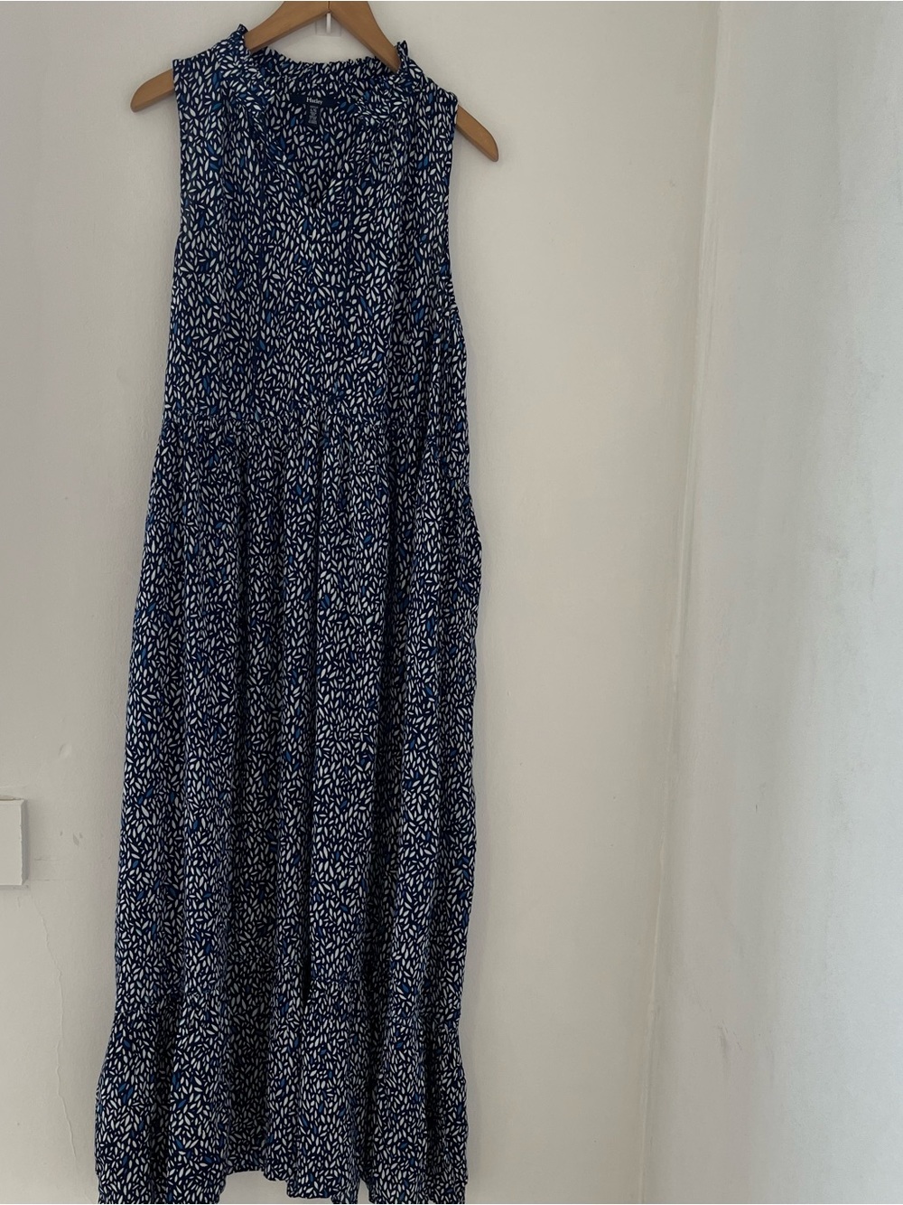 Hatley Navy & White Sleeveless Printed Maxi Dress with Ruffle Hem